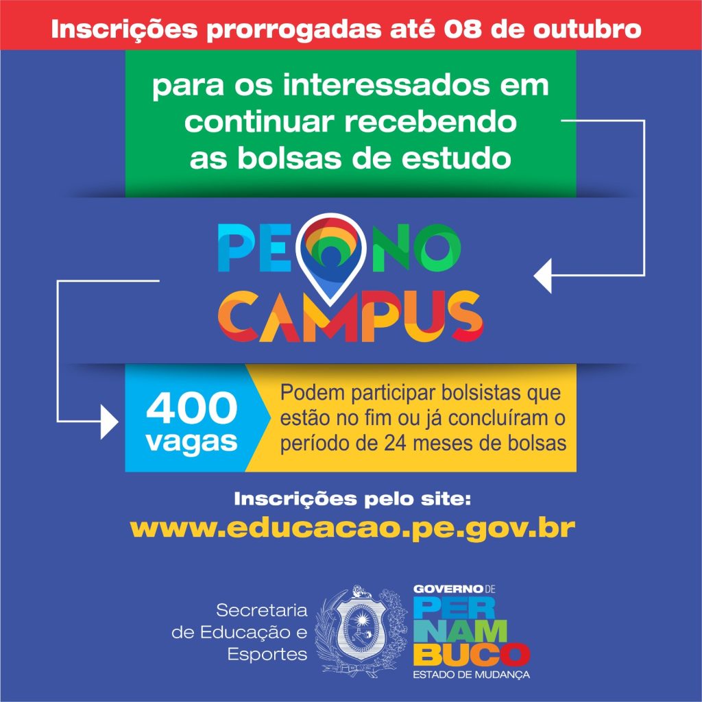 SEE abre inscrições para prorrogação de bolsas do Programa PE no Campus ...